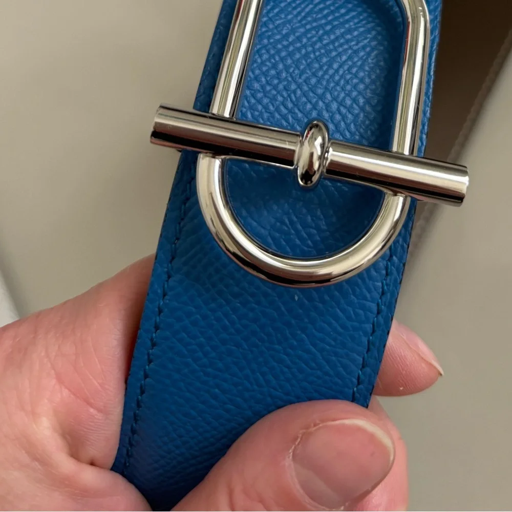 100% Authentic HERMES Ithaque belt buckle & Reversible leather strap 90cm - Picture 10 of 15